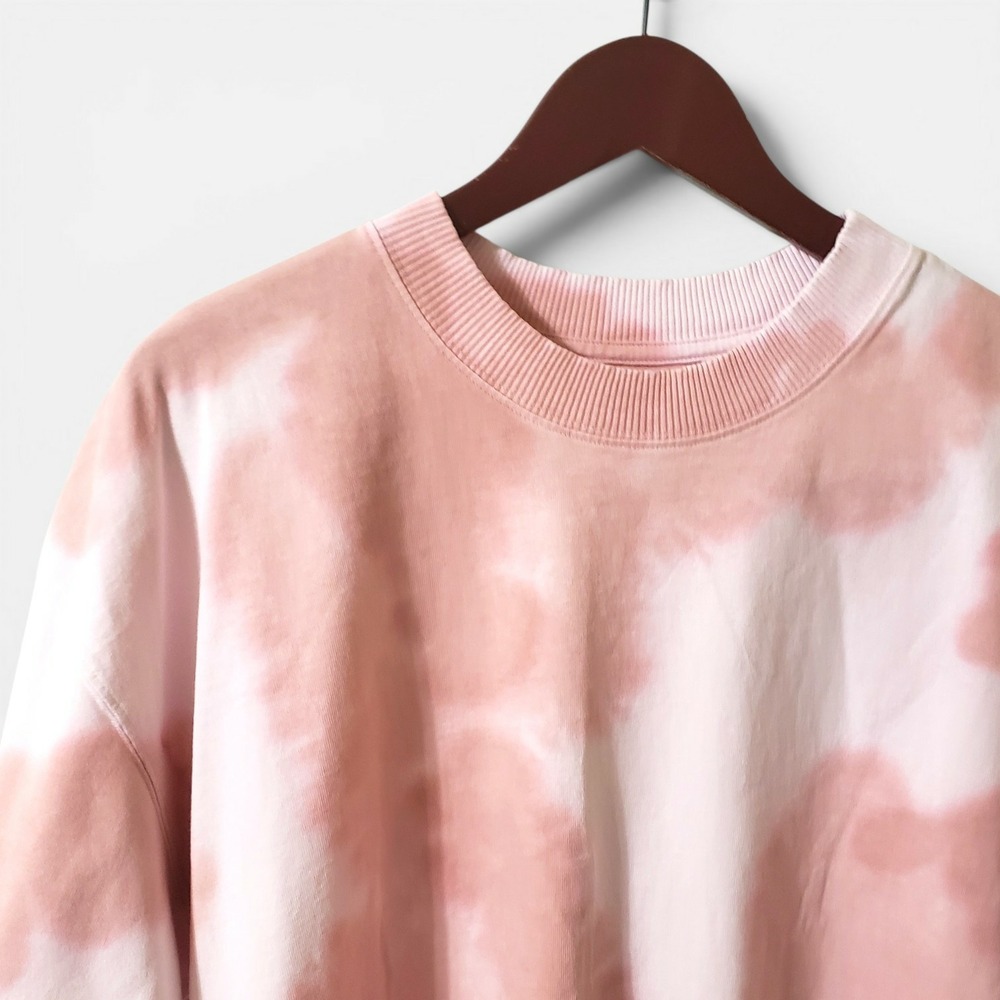 AllSaints Mens Kura Tie Dye Oversized T-Shirt Ceramic Pink Organic Cotton Medium - Picture 2 of 8